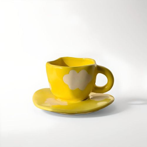 Yellow Cloud Mug and Plate Set