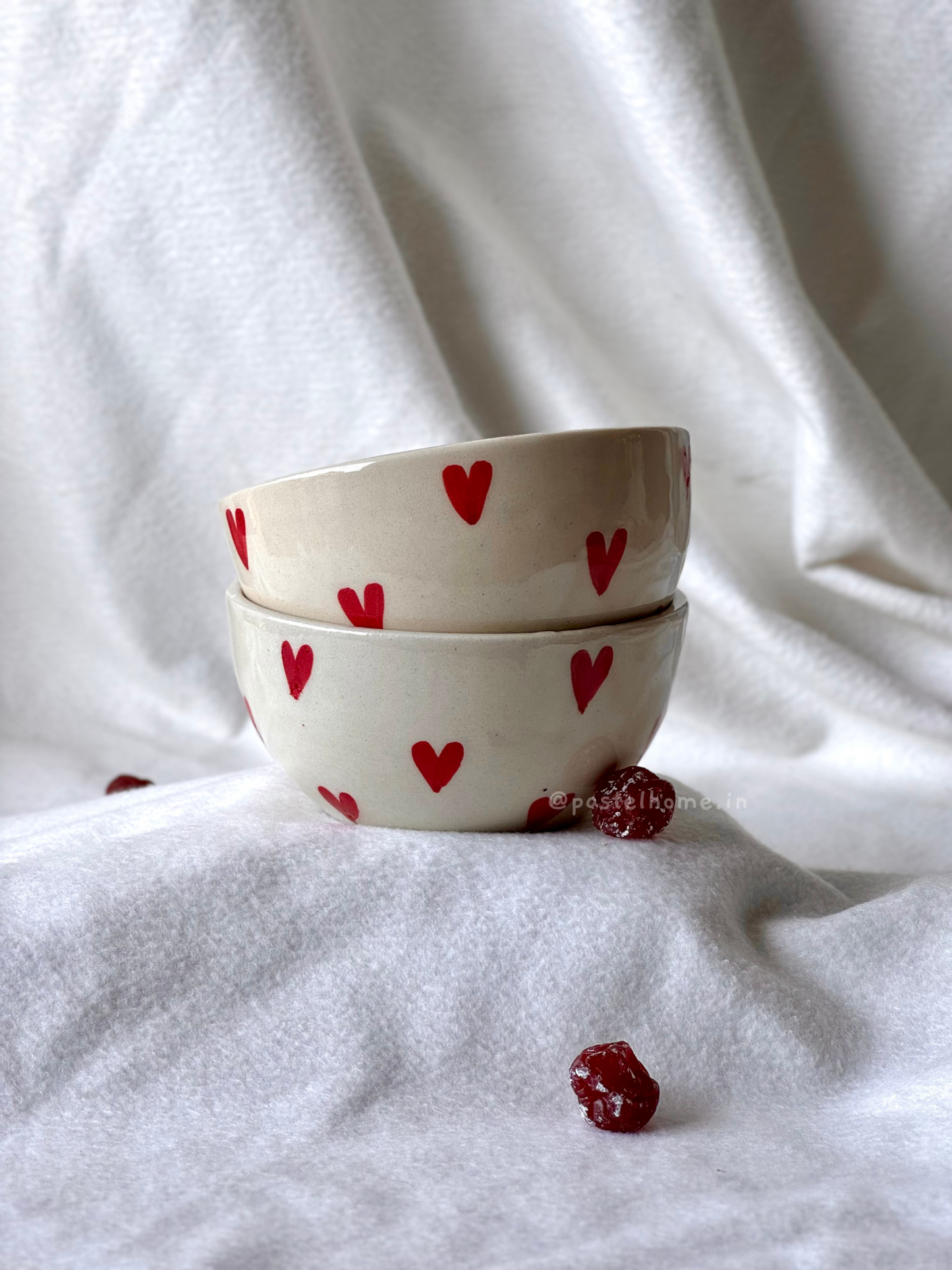 Handpainted Red Hearts Bowl