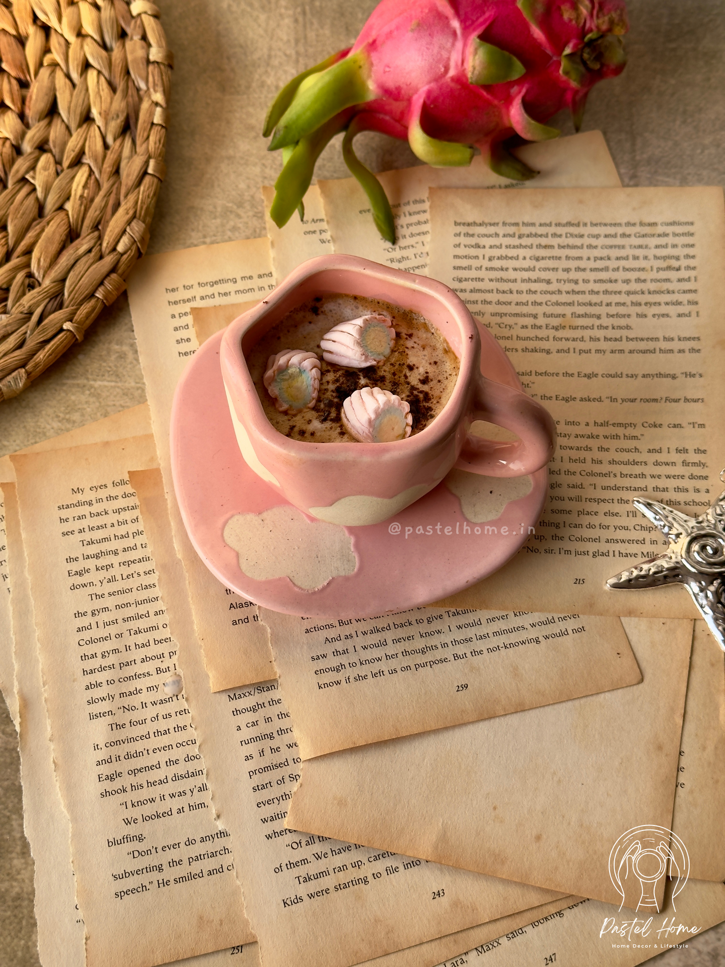 Handmade Pink Cloud Mug and Plate Set