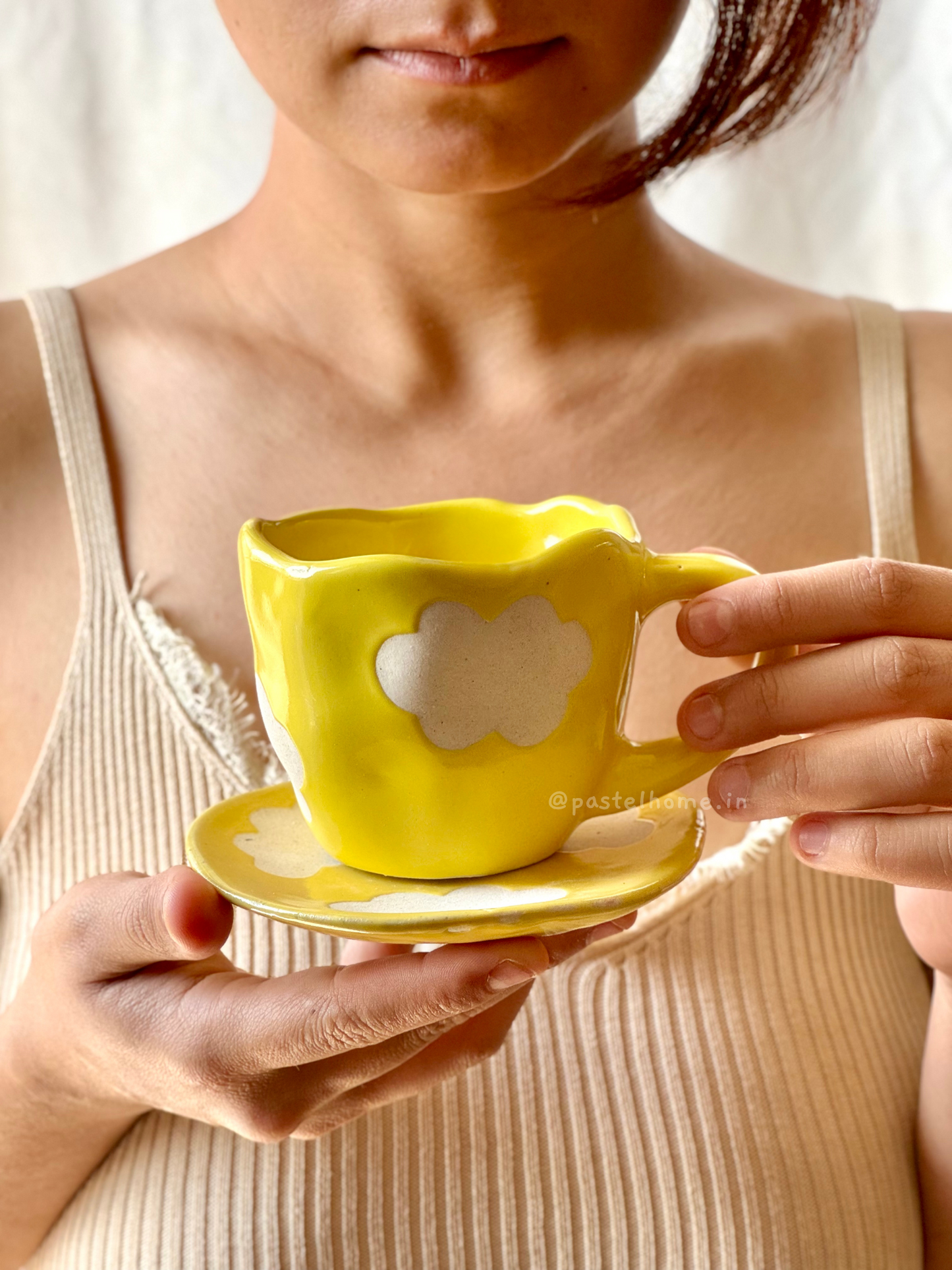 Candy Yellow Cloud Mug & Saucer set