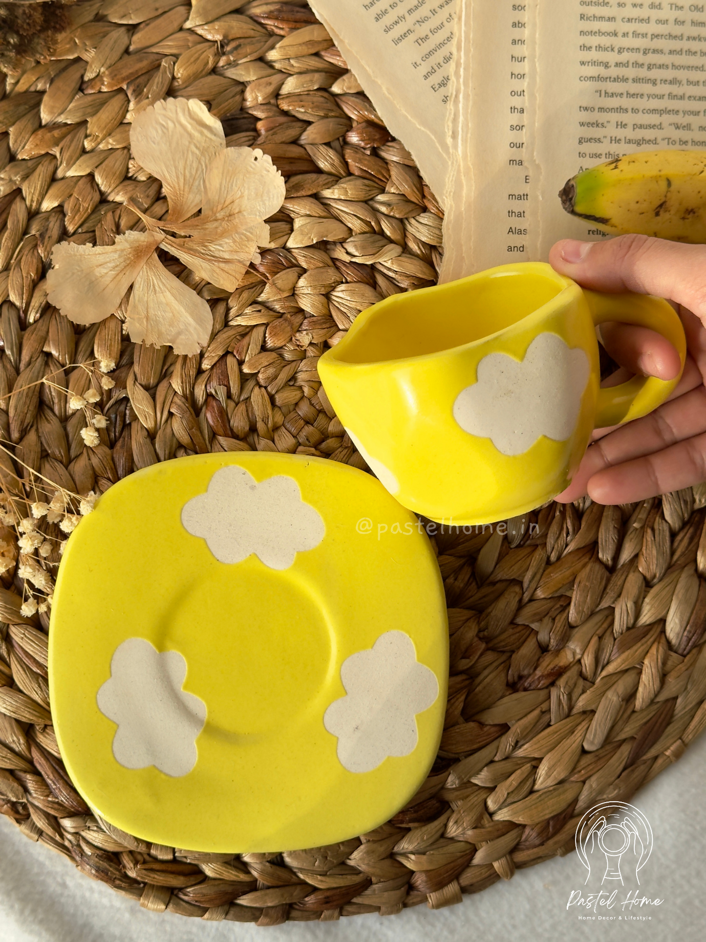 Yellow Cloud Mug and Plate Set