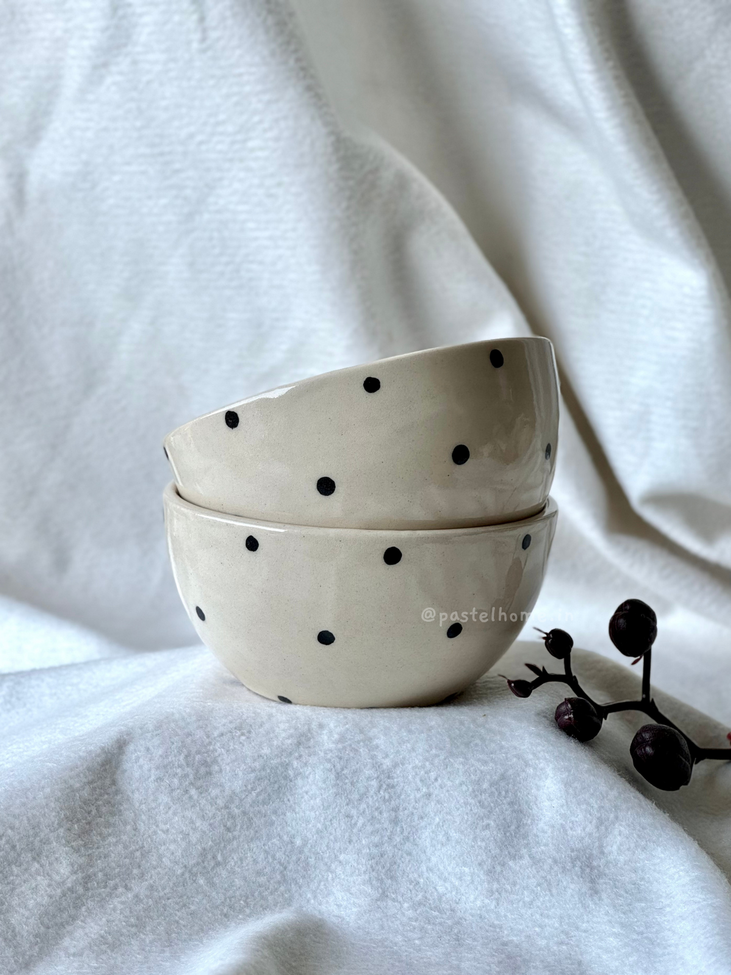 Handpainted Black Dotted Bowl