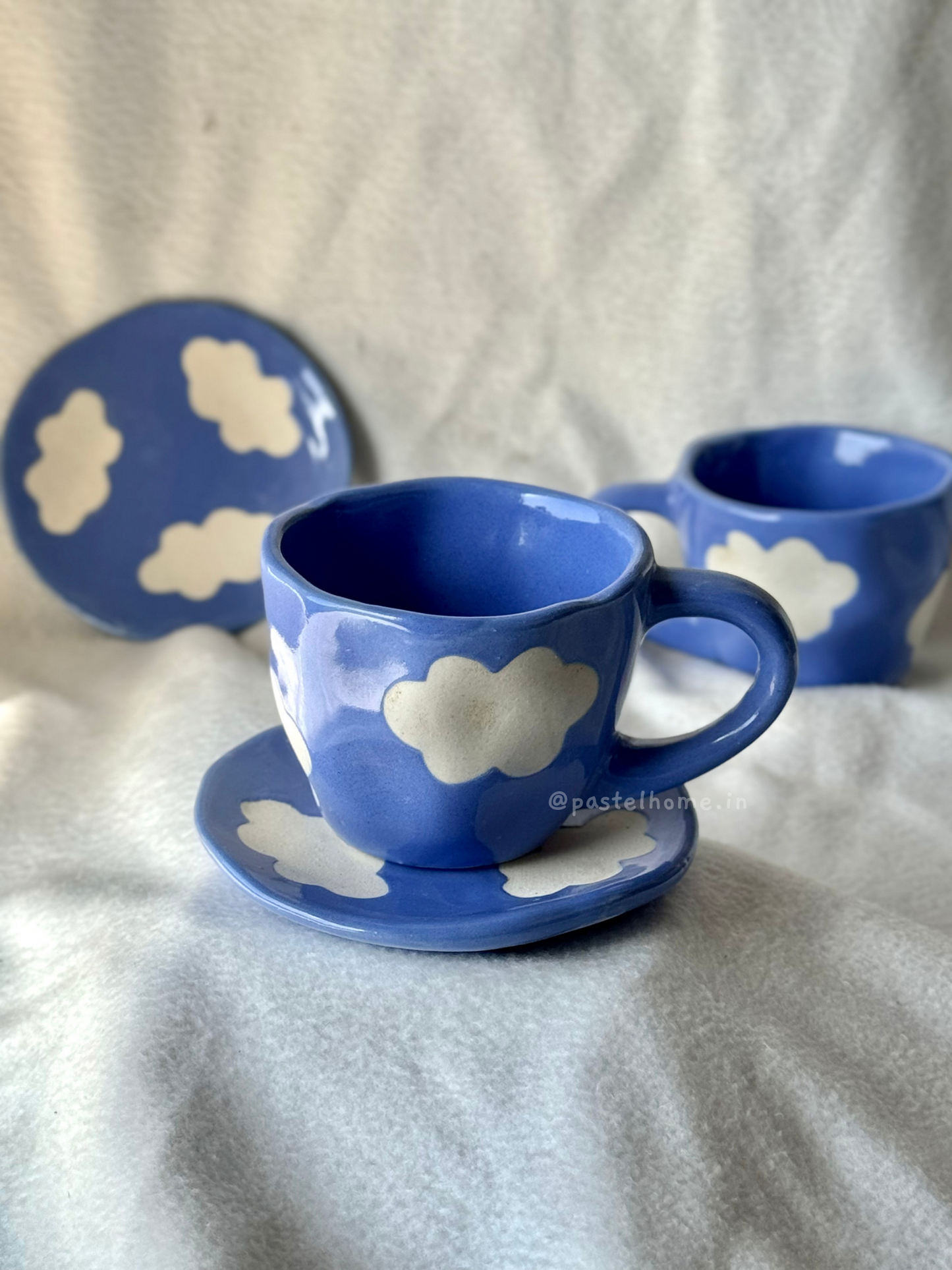 candy blue cloud mug & saucer set