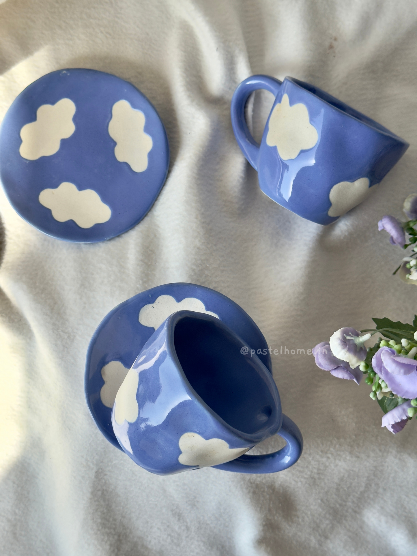 candy blue cloud mug & saucer set