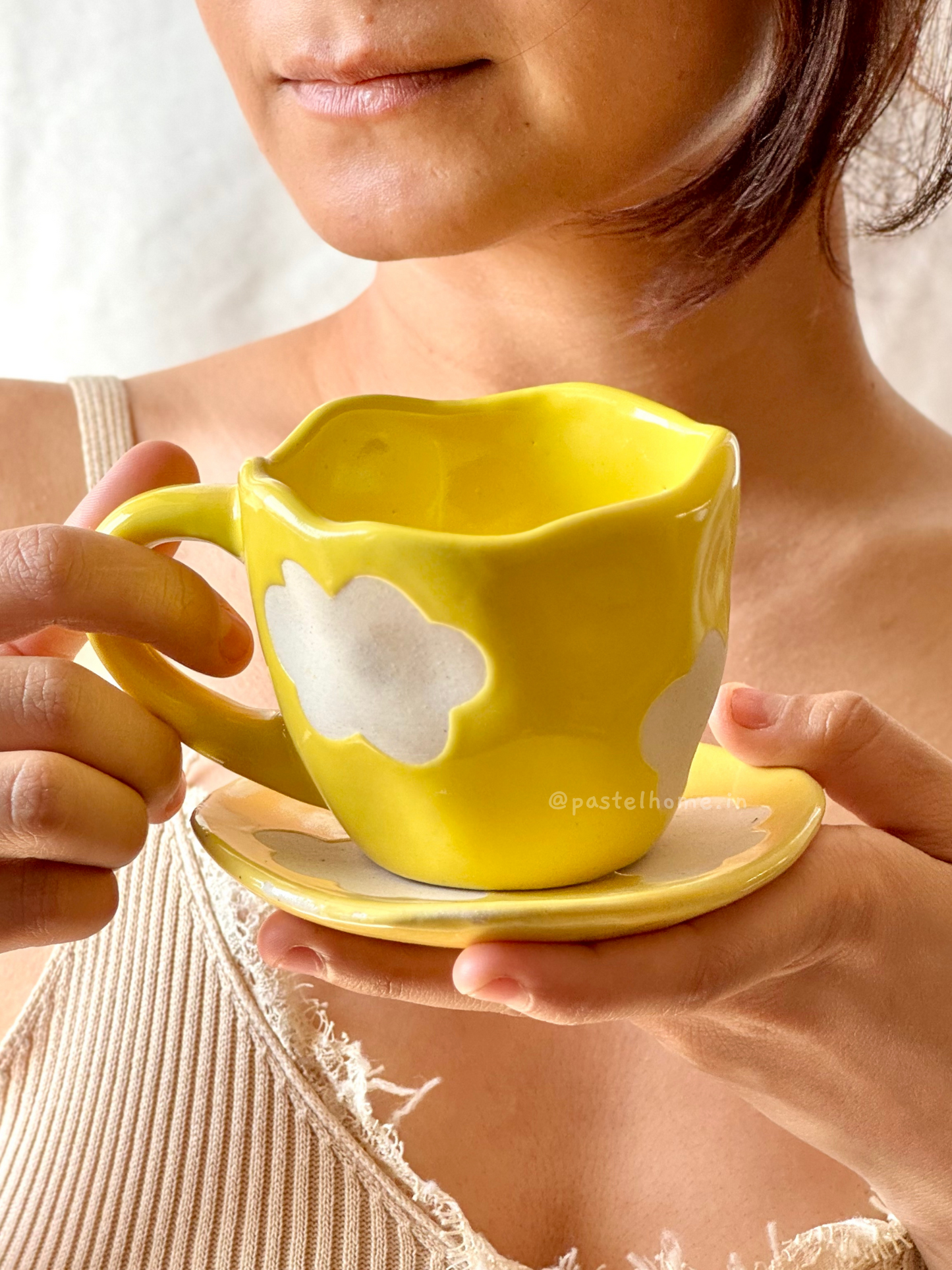 Candy Yellow Cloud Mug & Saucer set