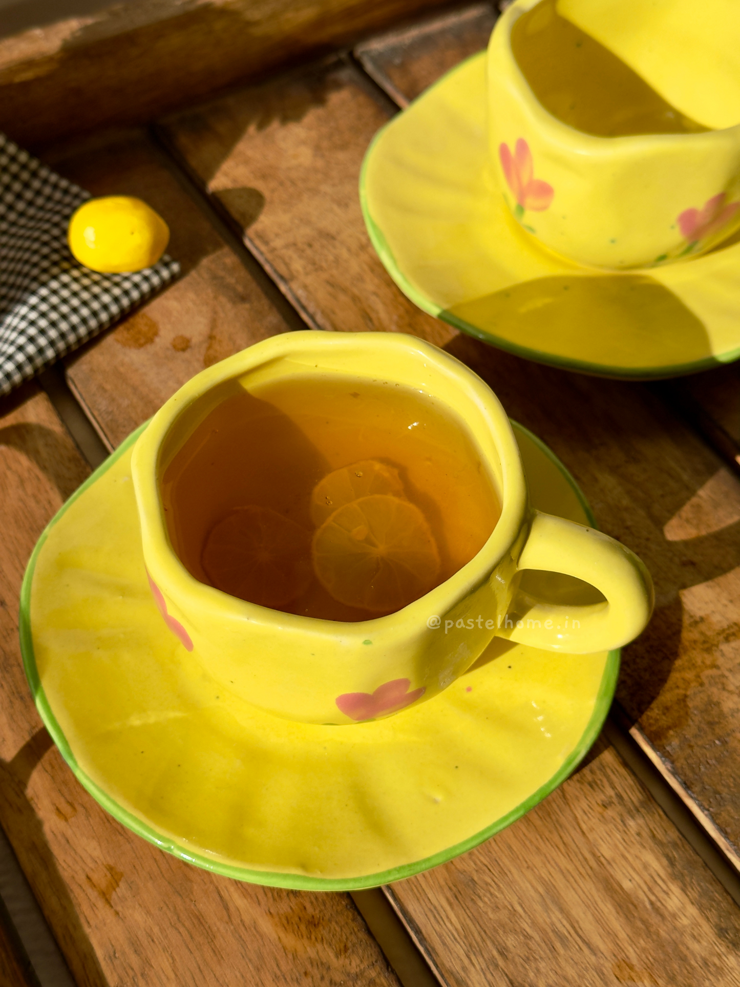 Handmade Yellow Tulip Mug and Saucer Set