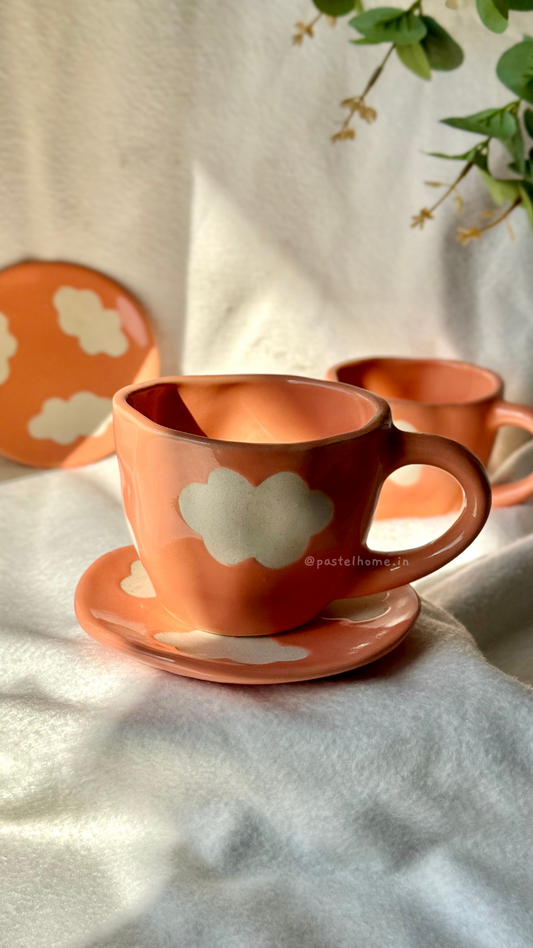 Candy Peach Cloud Mug and Plate (Set)