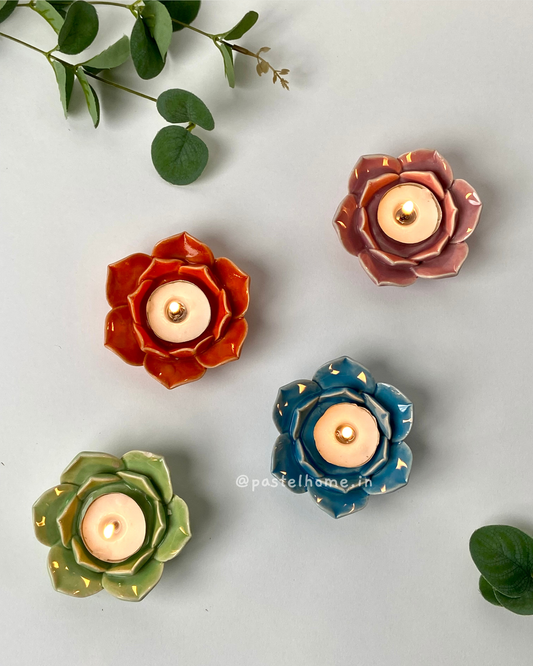 Open Lotus Diya/Deepak for Diwali