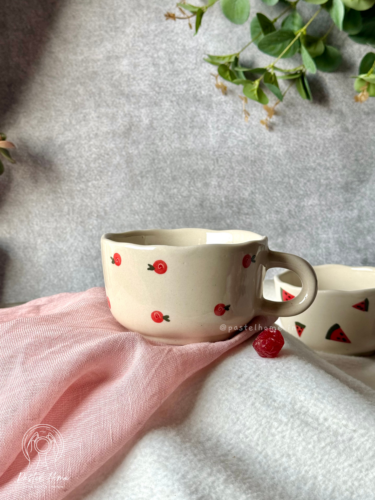 Handpainted Cappuchino Mug - Baby Rose