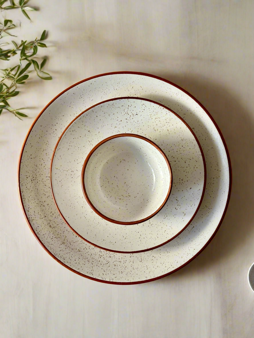 Dinner set - White Brown (Set of 3)