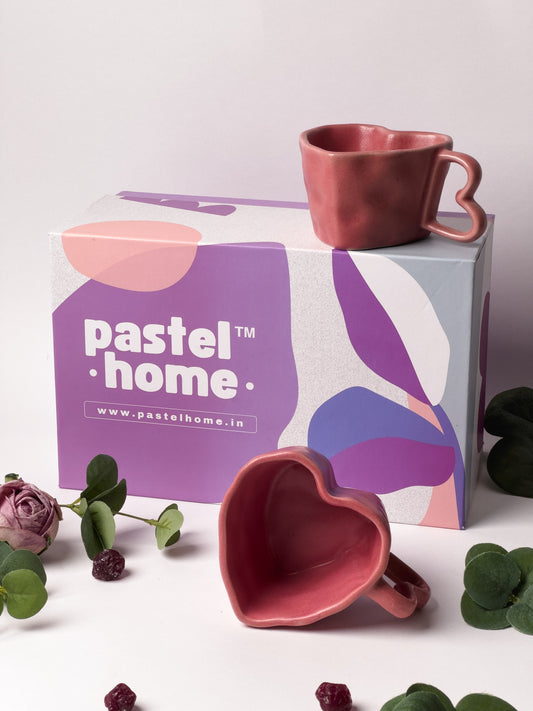 Pastel Home Gift Box - Heart Shaped Mug(Set of 2) | Buy 1 Get 1