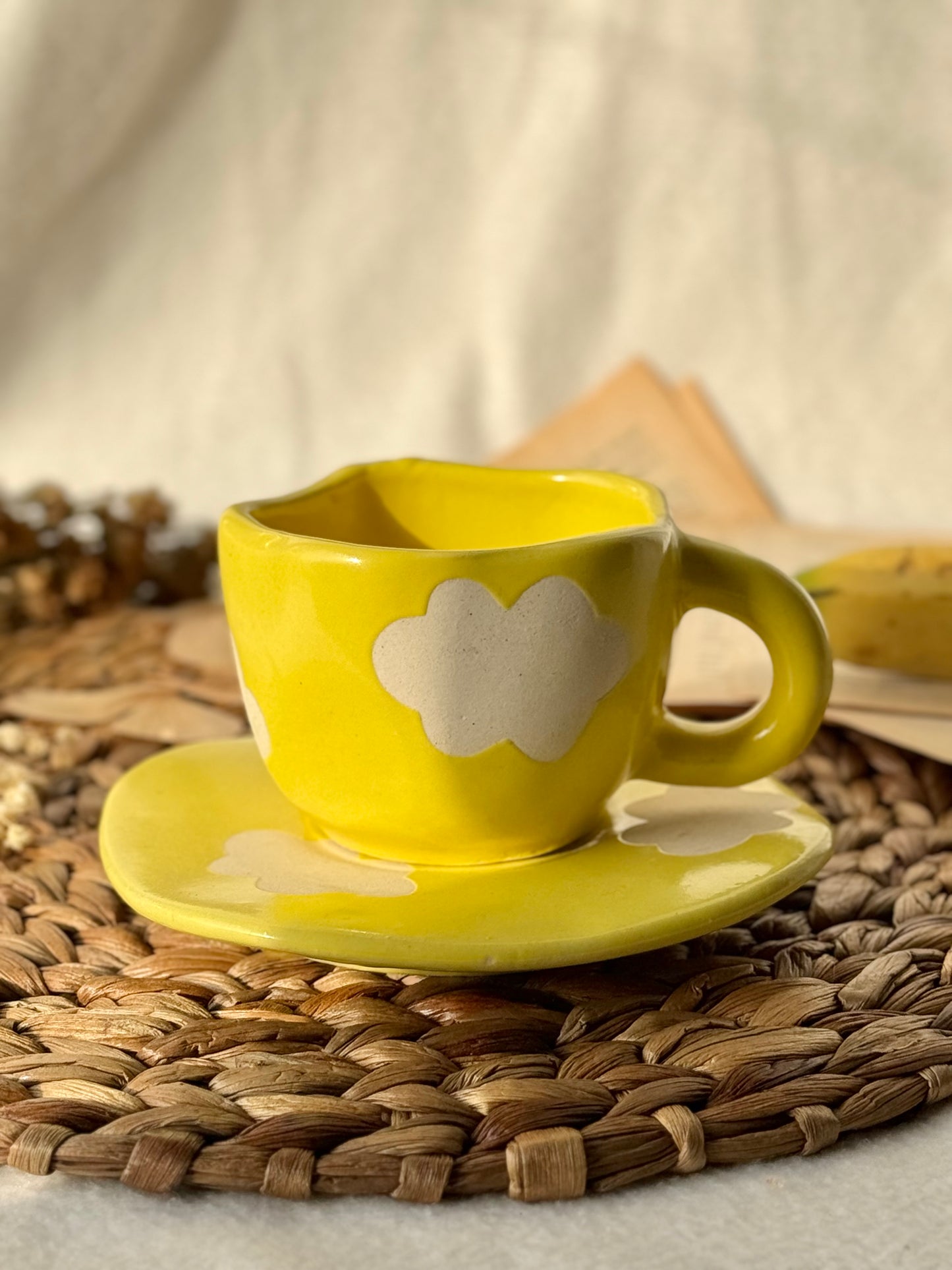 Pinterest mug, yellow cloud mug, cute mug for gifting