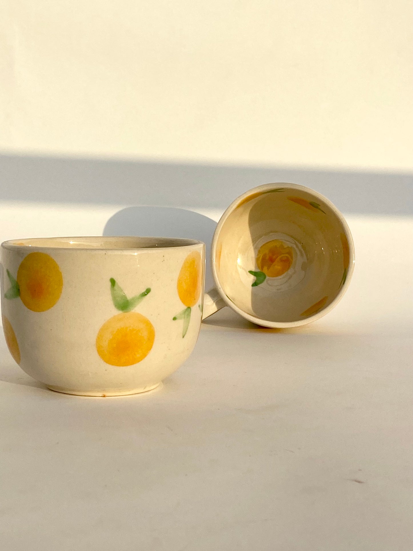 Handpainted Orange Cappuchino Mug