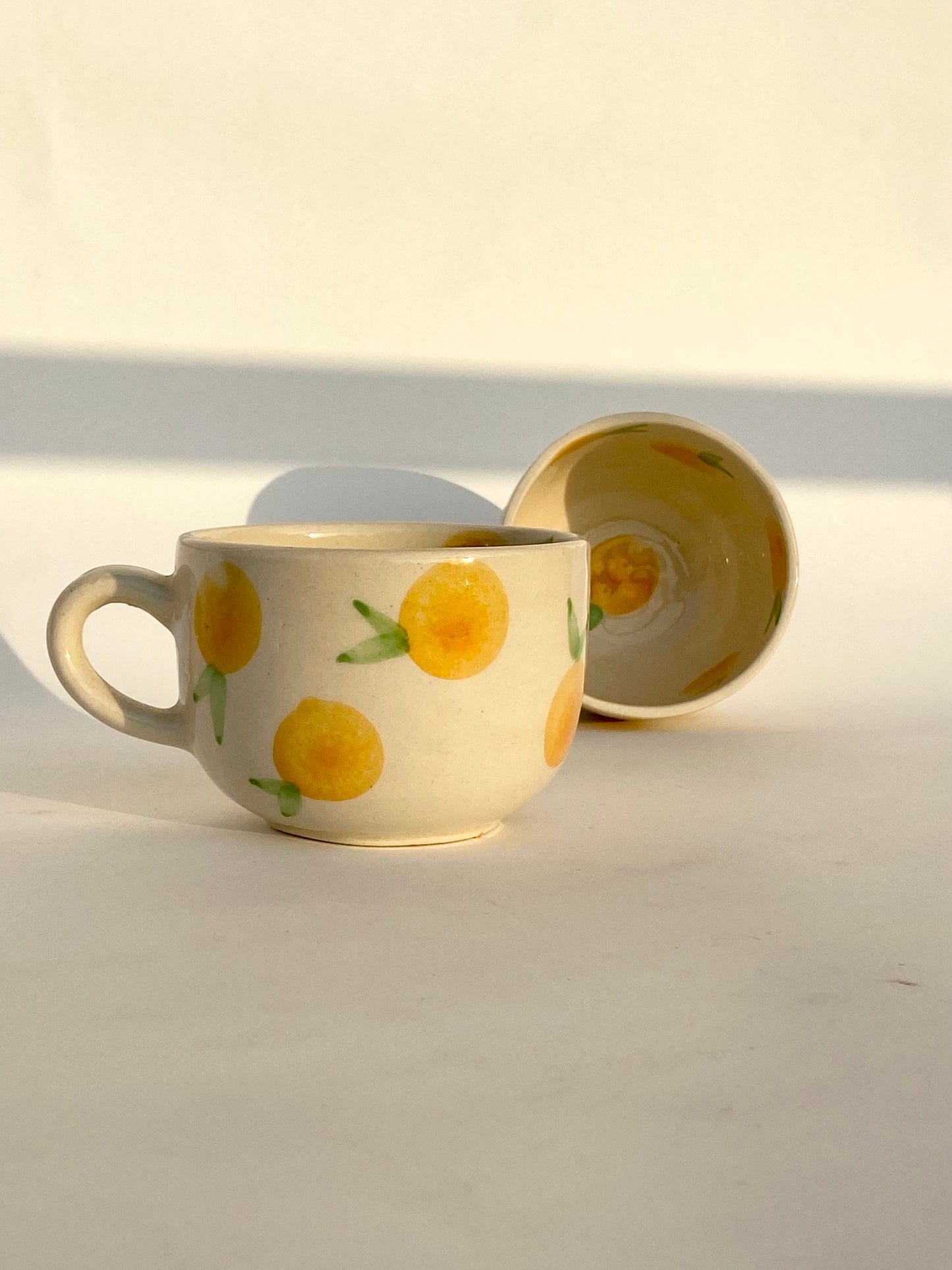 Handpainted Orange Cappuchino Mug