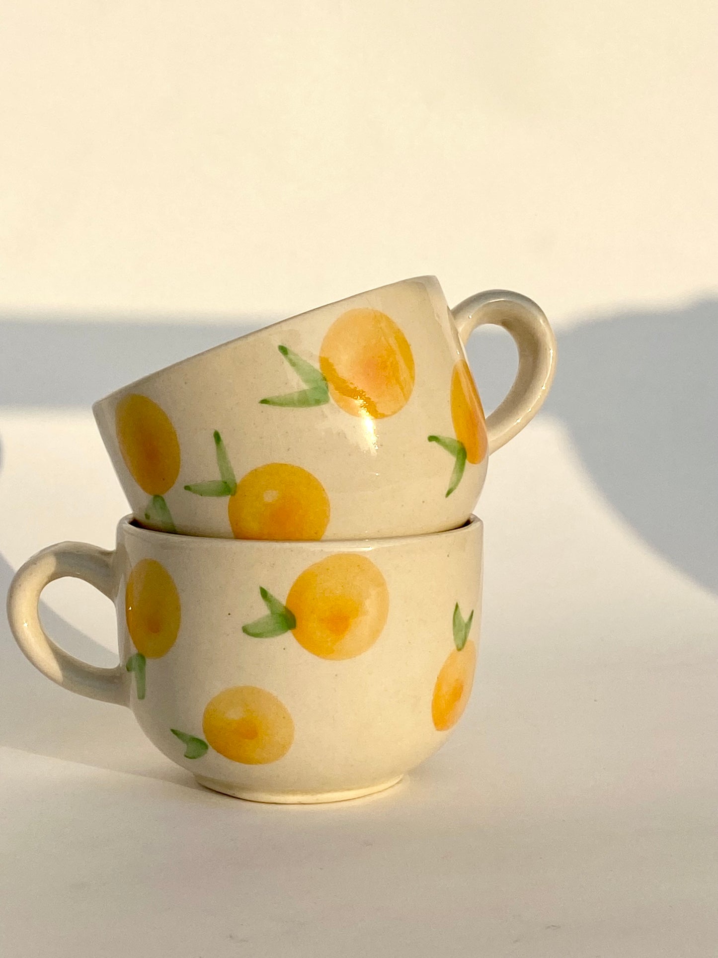 Handpainted Orange Cappuchino Mug