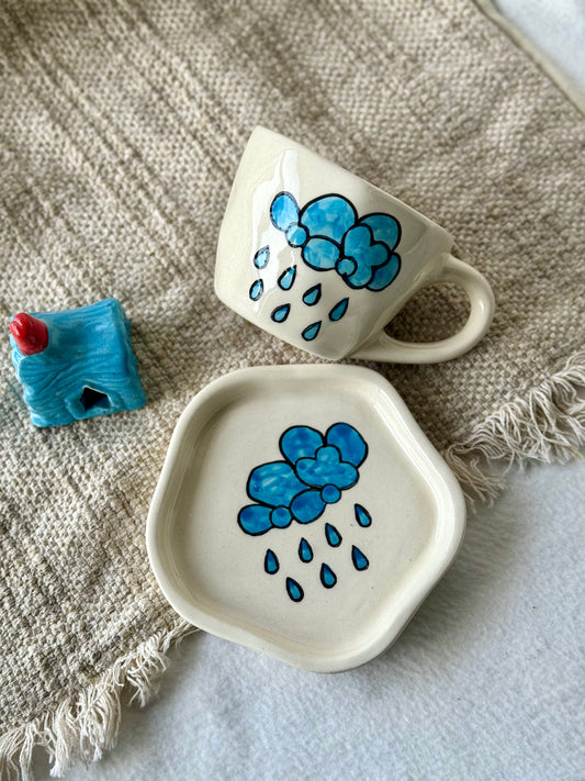 Rainy Cloud Mug and Desert Plate (set) 🌧️