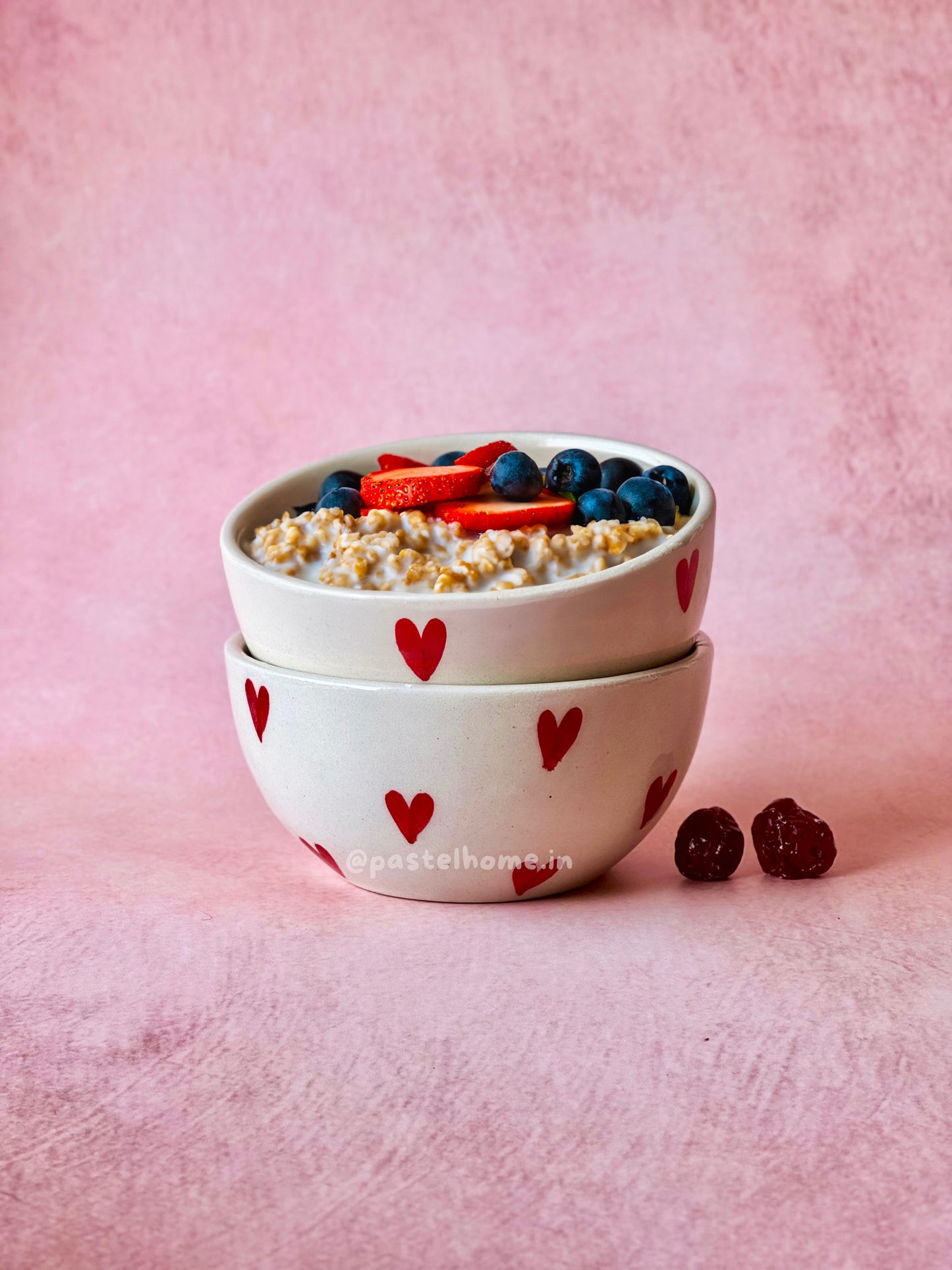 Handpainted Red Hearts Bowl