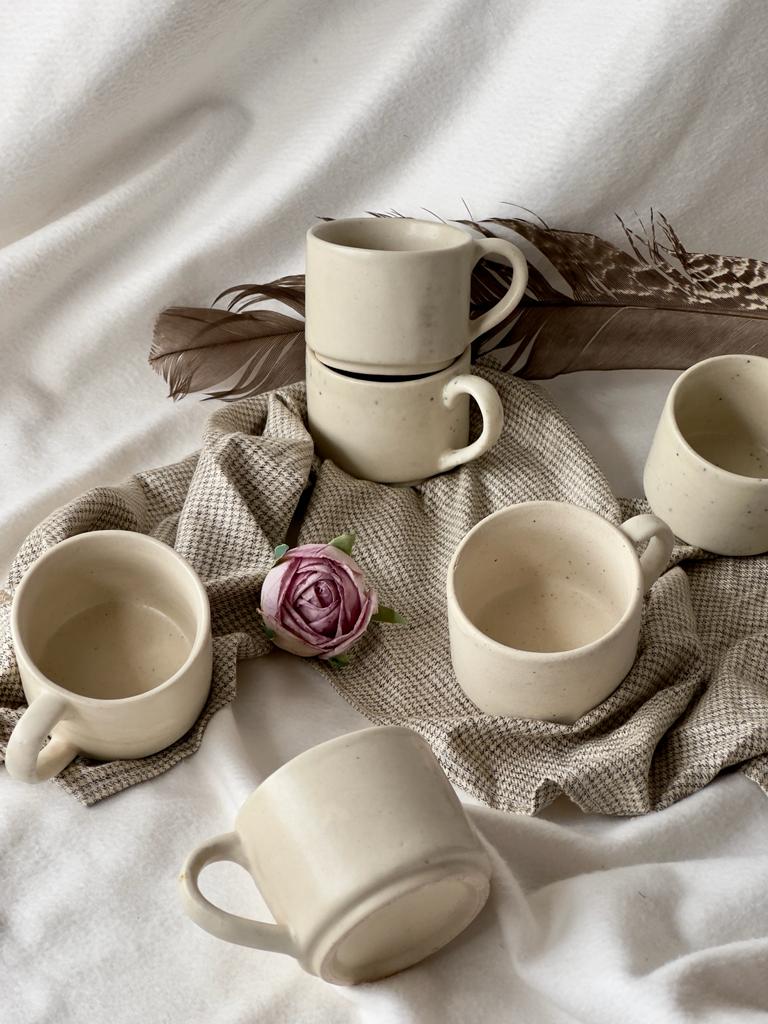 Soft Beige Tea Cups - Set of 6