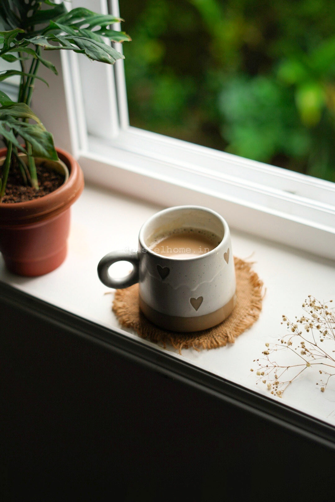 Minimal Beige Brown heart Clay Coffee and Tea Mug 🤎