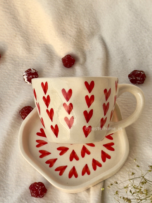 Heart mug and plate set, coffee mugs, cute mugs, Pinterest mugs 