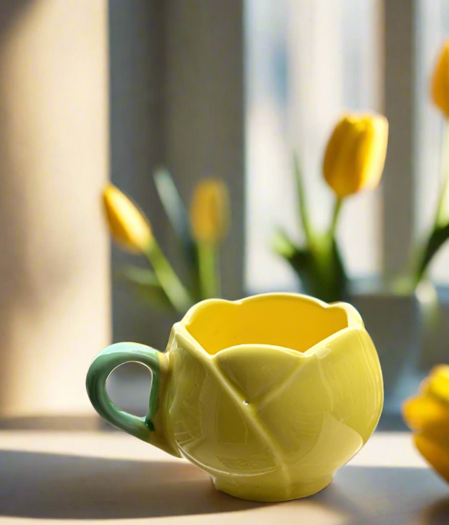 Yellow Tulip shape Mug