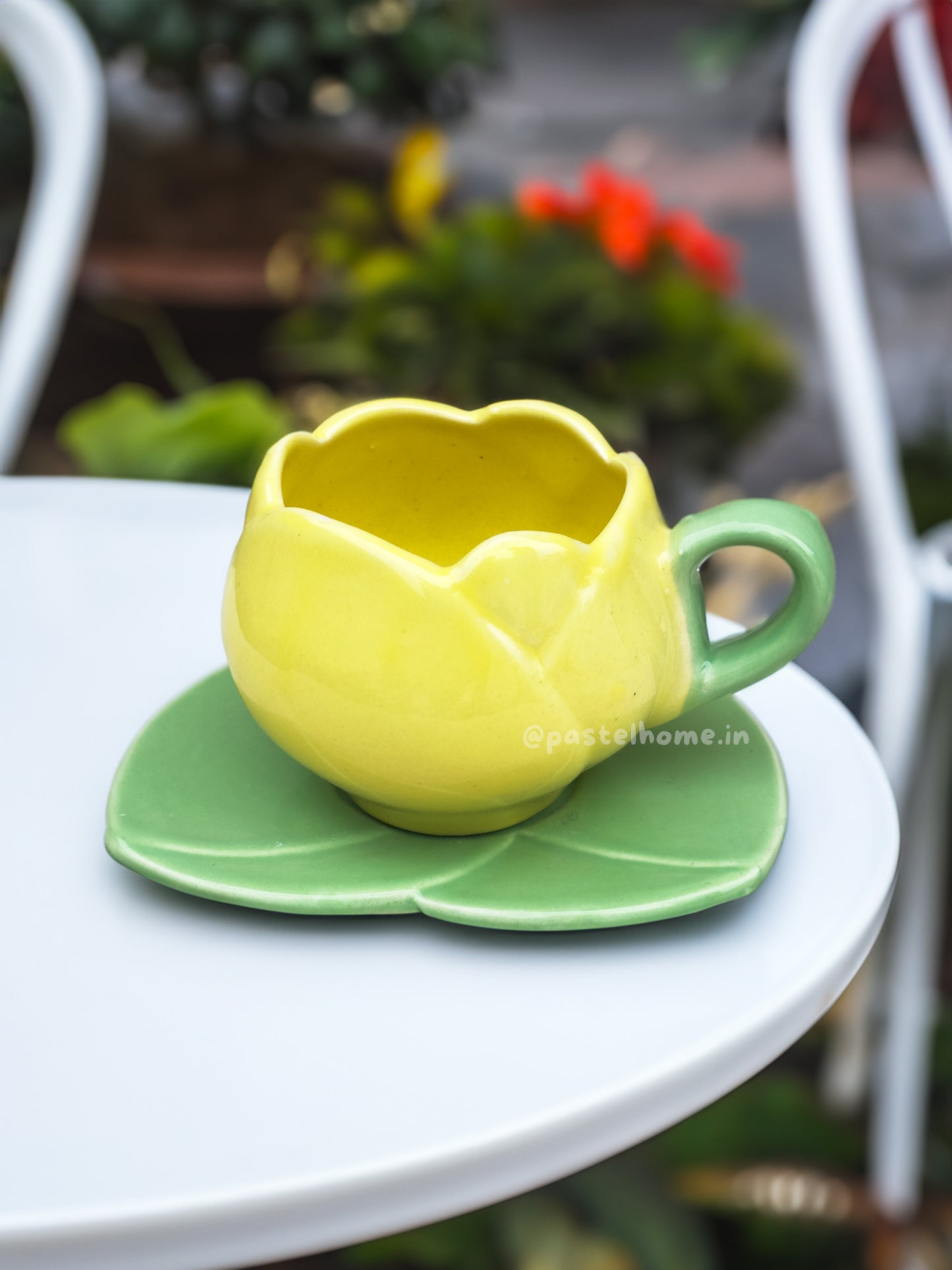 Yellow Tulip shape Mug and Saucer (Set) ❤️