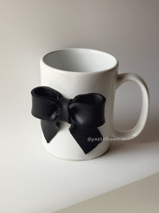 Ribbon Bow Ceramic Mug - Black Big Bow