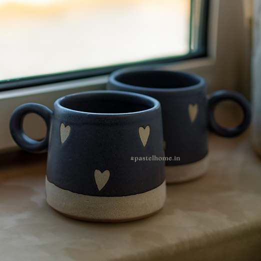 Black Brown heart Clay Coffee and Tea Mug 🤎