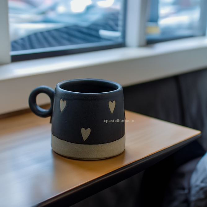 Black Brown heart Clay Coffee and Tea Mug 🤎