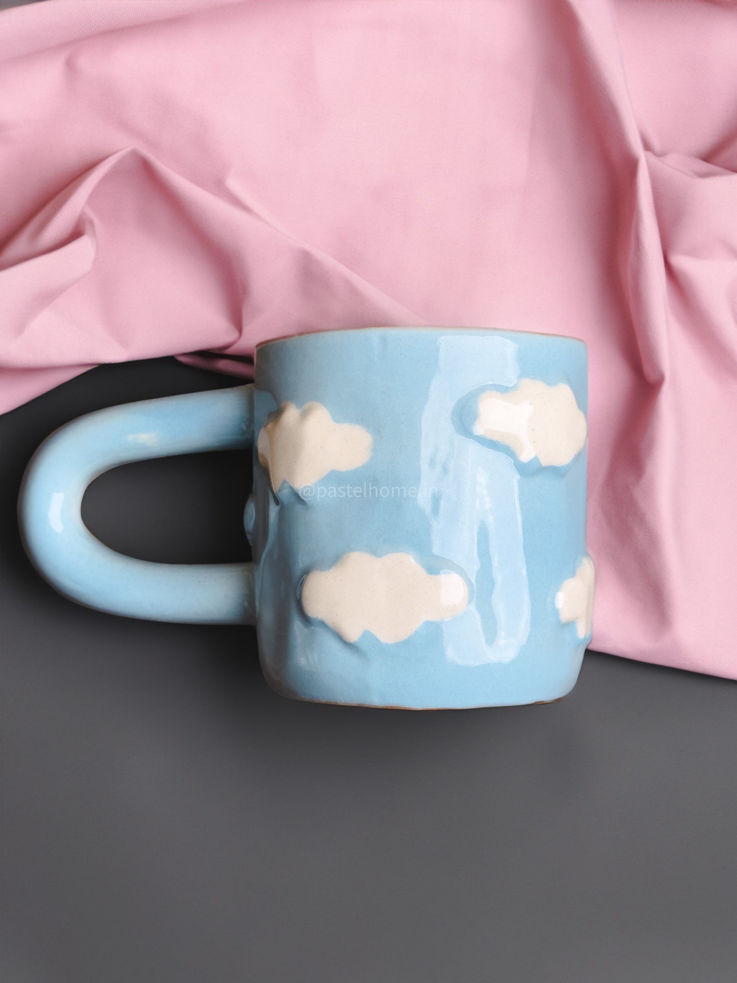 Cute Clouds Embossed Long Handle Mug