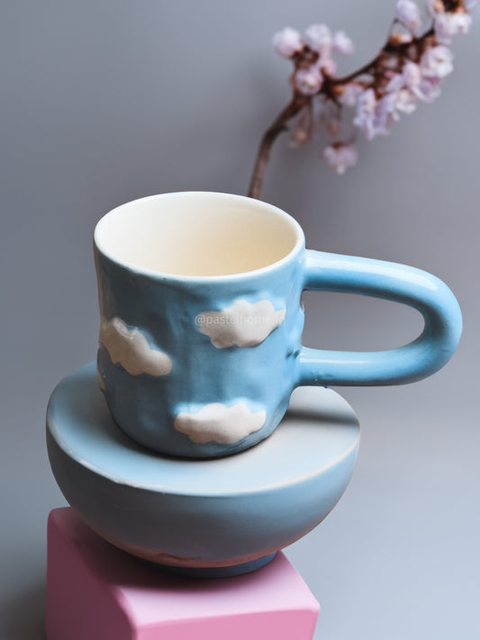 Cute Clouds Embossed Long Handle Mug