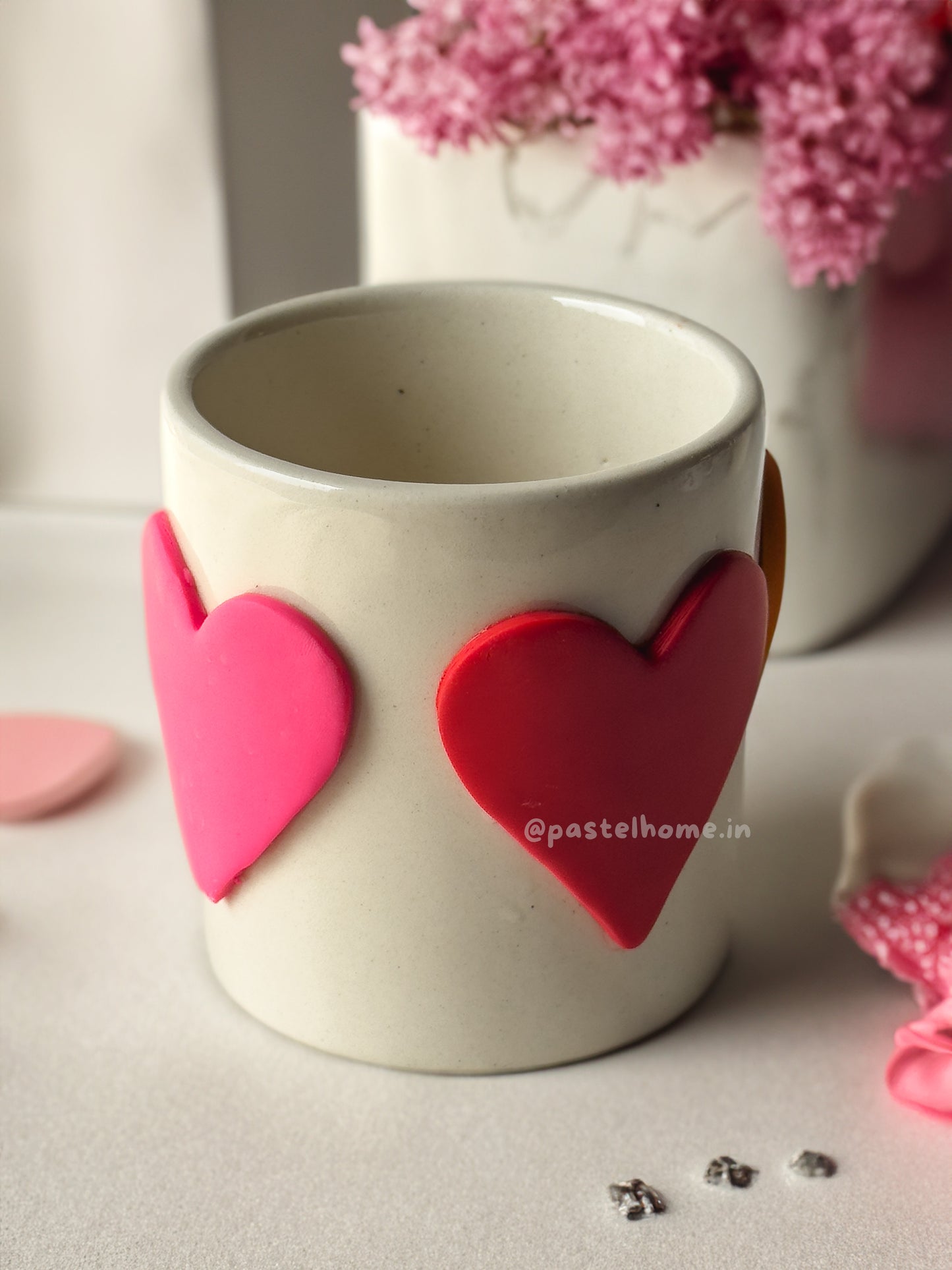 Hearts Ceramic Planter - Red & Pink