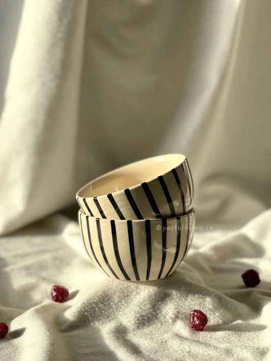 Handpainted Black vertical lines Bowl