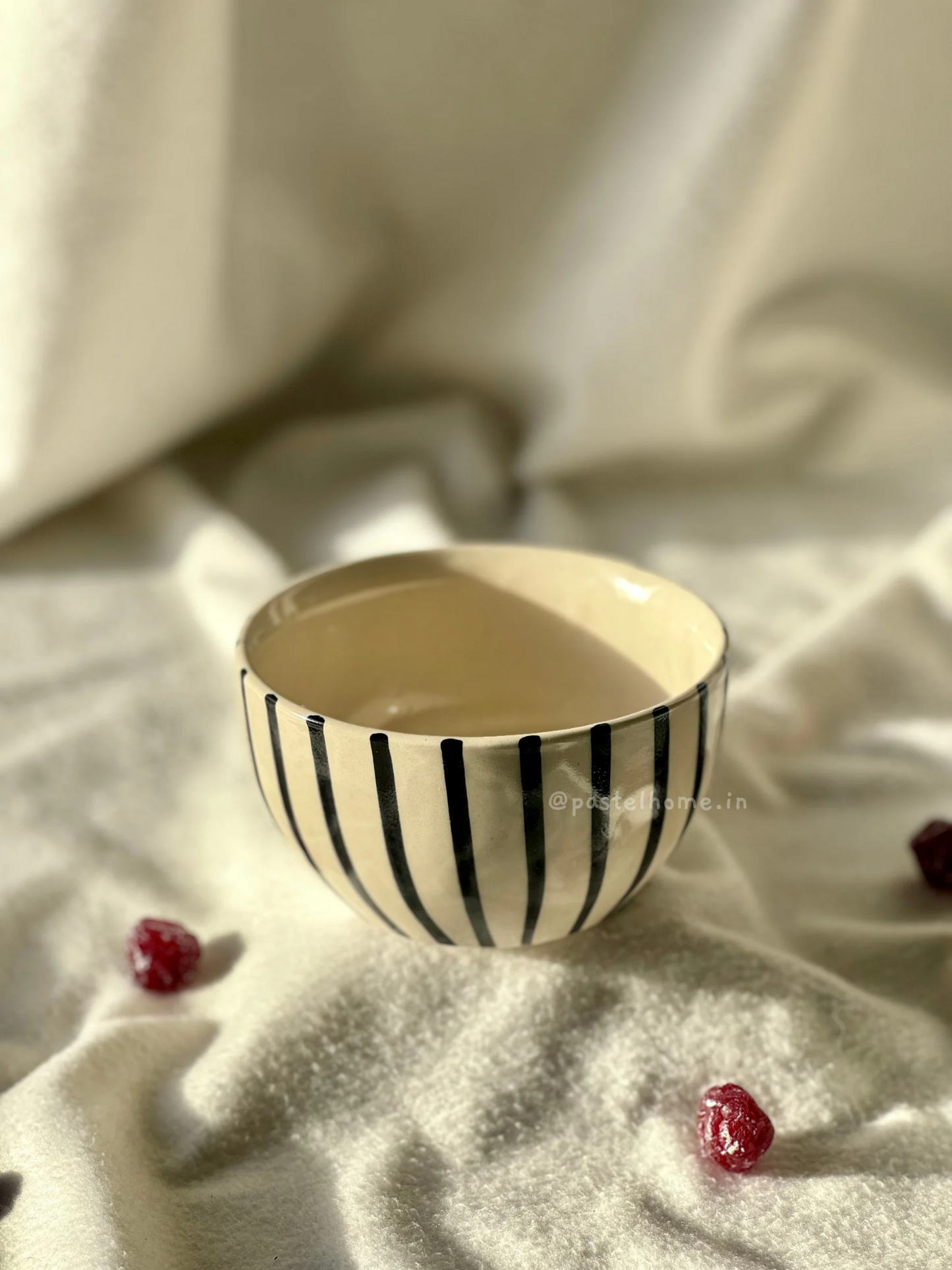 Handpainted Black vertical lines Bowl