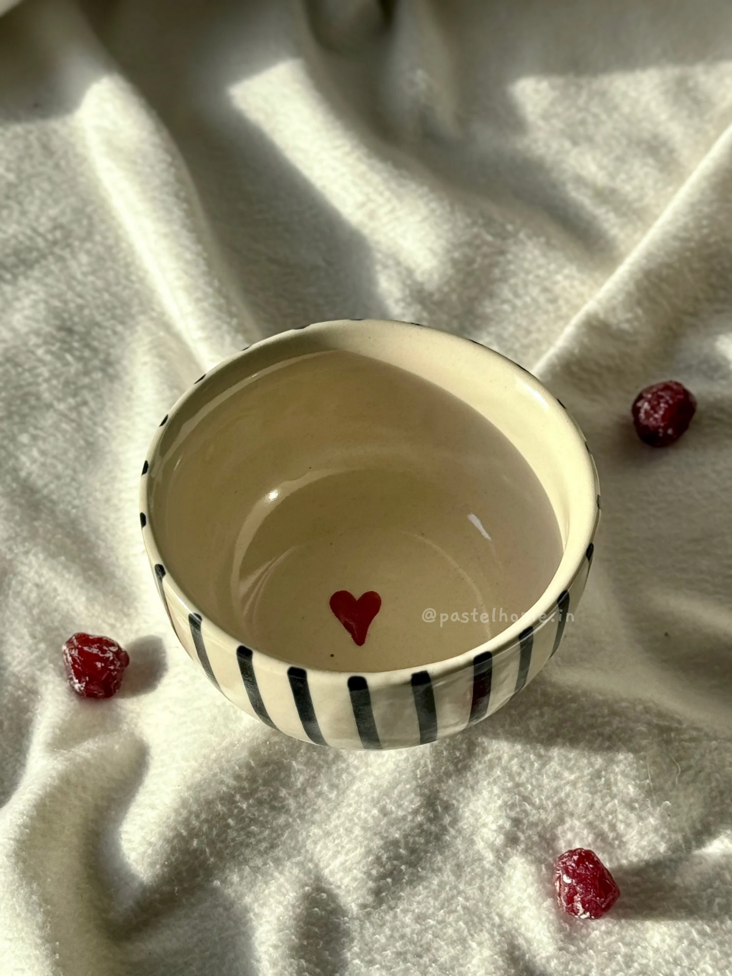 Handpainted Black vertical lines Bowl