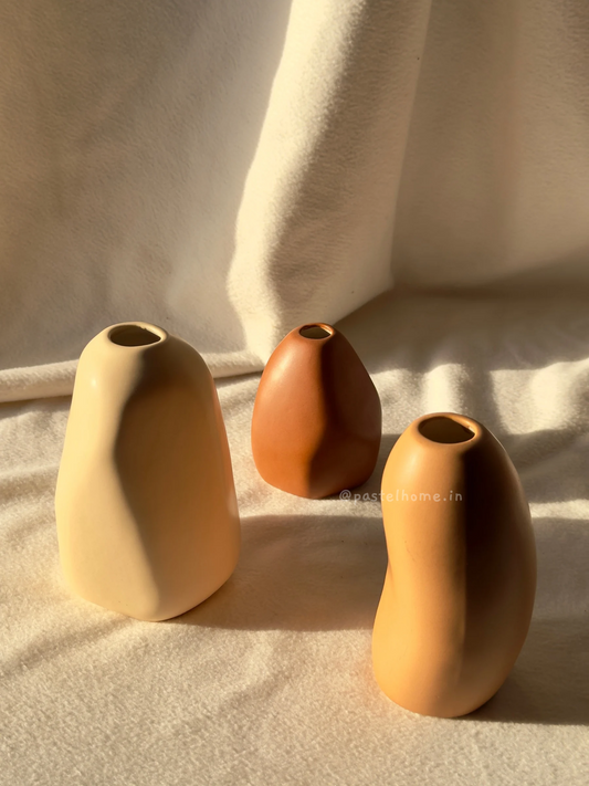 Abstract Rustic Modern Ceramic Stone Vases - Set of 3