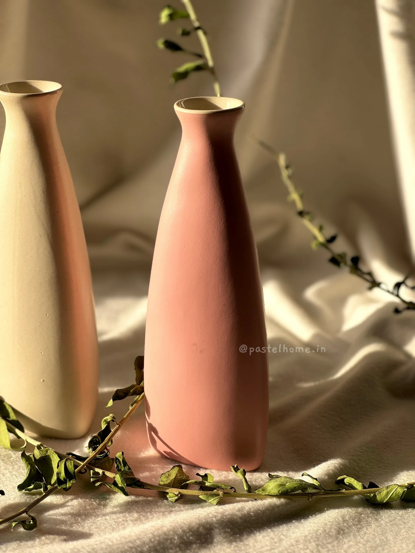 Ceramic triangular Bottle  Flower Vase Combo - Set of 3