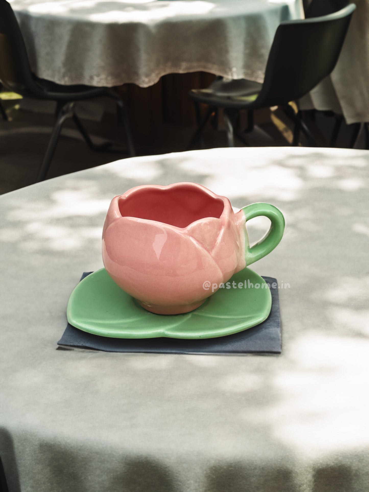 Pink Tulip shape Mug and Saucer (Set) ❤️